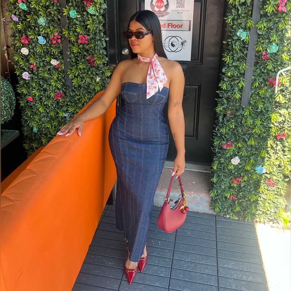 Elegant Denim Maxi Dress